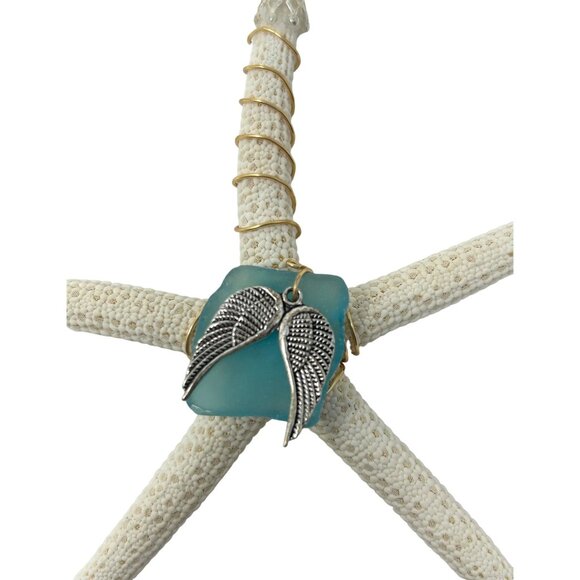 Handcrafted Ornament or Suncatcher - Wire Wrapped Starfish with Sea Glass‎ - Picture 2 of 4
